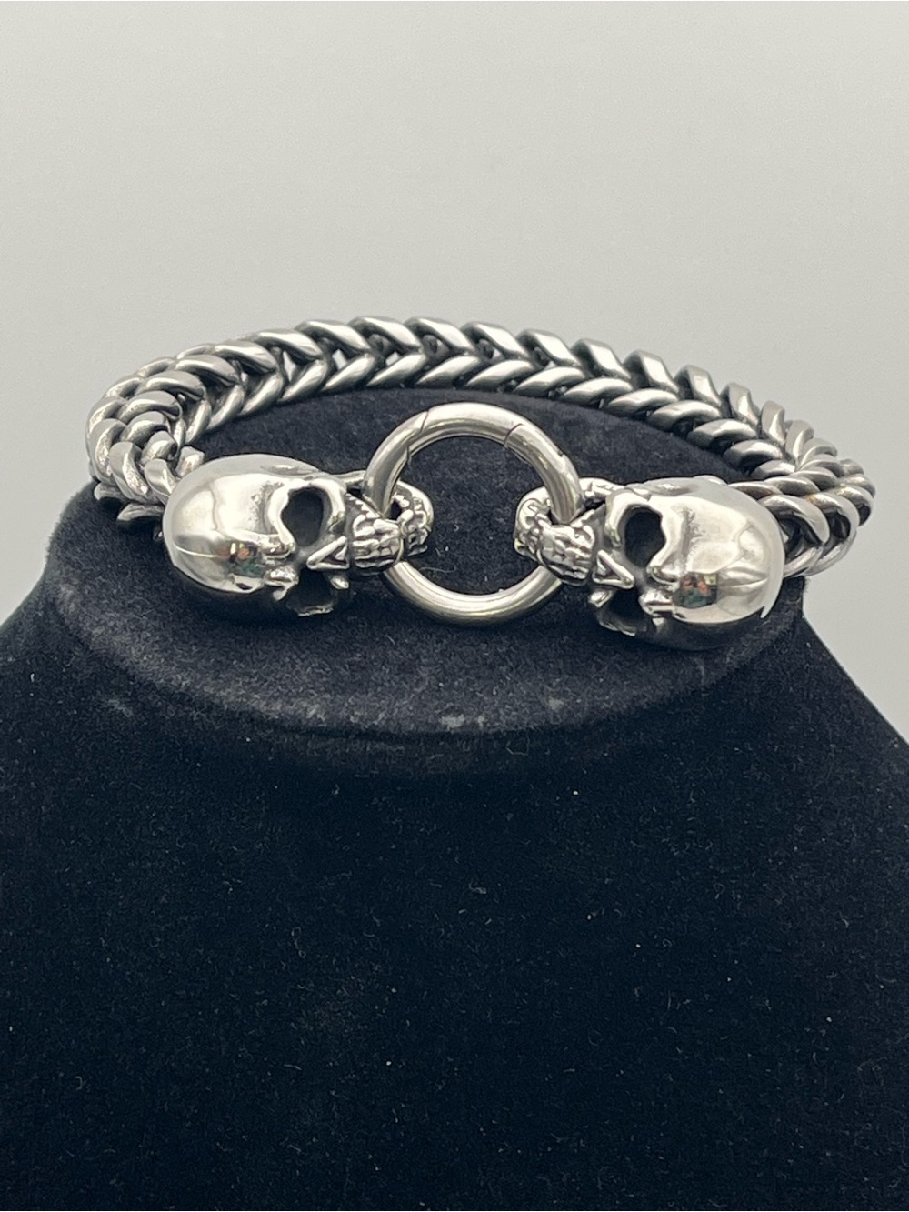 8”, Stainless Steel Skull Link Bracelet